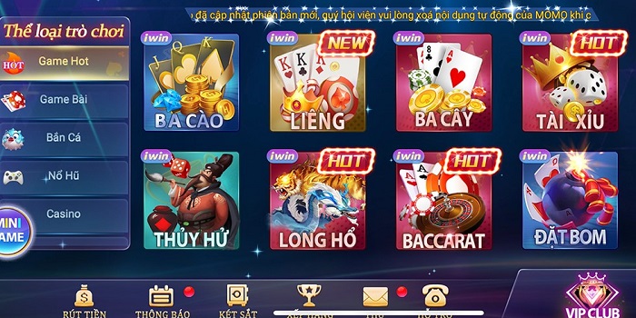 Không gian giải trí đặc sắc tại iWin